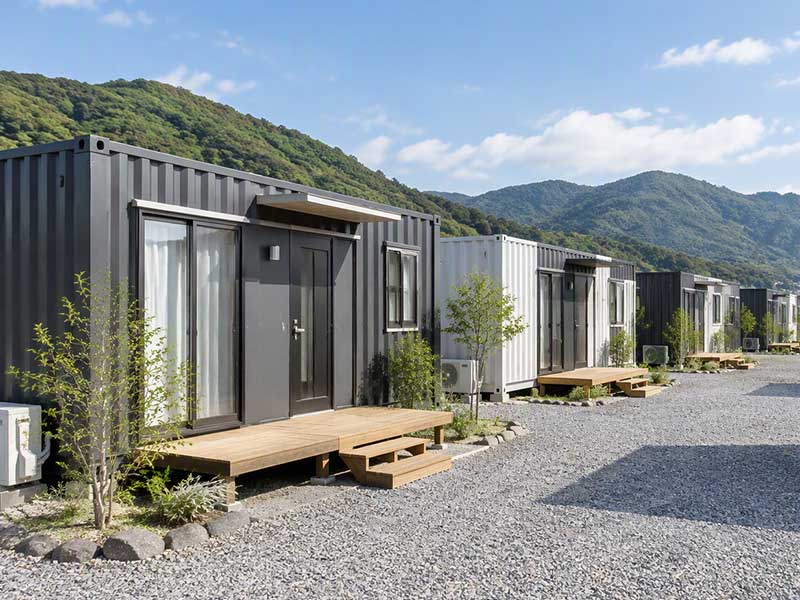 災害時の仮設住宅として使うコンテナハウスの例